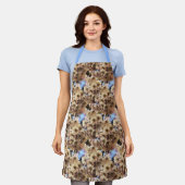 ピンク春花花自然アートパターン エプロン (着用した状態)