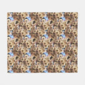 ピンク春花花自然アートパターン フリースブランケット (正面(横))