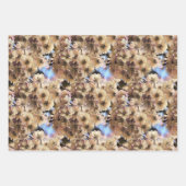 ピンク春花花自然アートパターン ラッピングペーパーシート (正面)