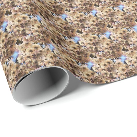 ピンク春花花自然アートパターン ラッピングペーパー (ロールコーナー)