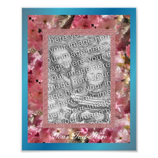 ピンク春花花花花枠テンプレート フォトプリント            (正面)
