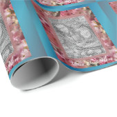 ピンク春花花花花枠テンプレート ラッピングペーパー (ロールコーナー)