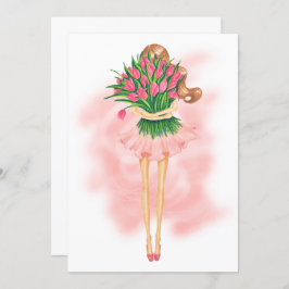 ピンク春誕生日パーティーの招待 招待状