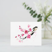 ピンク春開花。アリсグラフィック絵画インク ポストカード (スタンド正面)
