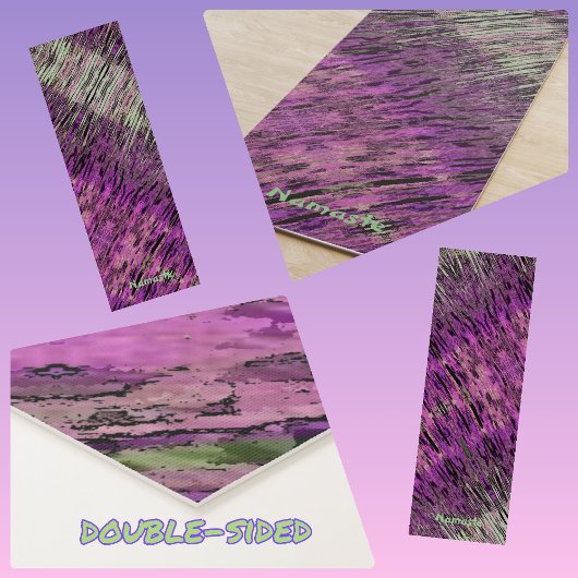 ピンク暗い赤紫色紫と緑の抽象芸術ヨガマット ヨガマット