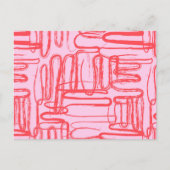 ピンク曲線の波状の抽象芸術 モダン シーズンポストカード (正面)