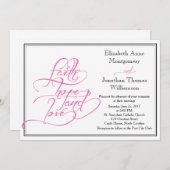 ピンク書道クリスチャン結婚式招待状 招待状 (正面/裏面)