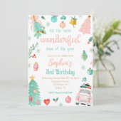 ピンク最も素晴らしい時間の誕生日 招待状 (スタンド正面)