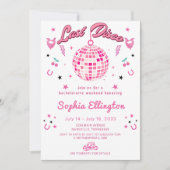 ピンク最後のディスコバチェロレッテ週末の日程 招待状 (正面)