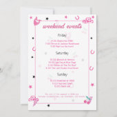 ピンク最後のディスコバチェロレッテ週末の日程 招待状 (裏面)