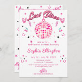 ピンク最後のディスコバチェロレッテ週末の日程 招待状 (正面/裏面)