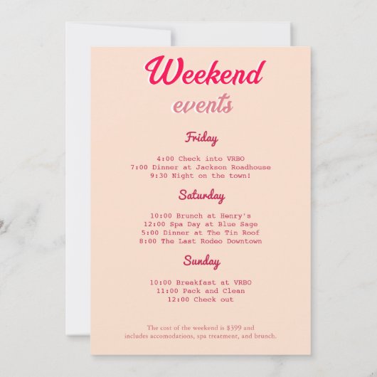 ピンク最後のディスコ70のレトロバチェロレッテ週末 招待状 (裏面)