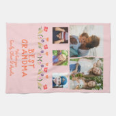 ピンク最高のおばあちゃん花5 Photo Collage Keepsake キッチンタオル (横)