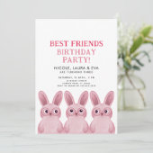 ピンク最高ののバンニーと友達の誕生日パーティー 招待状 (スタンド正面)