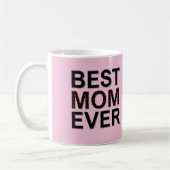 ピンク最高のの母が母の日を赤いハートで過ごす コーヒーマグカップ (左)