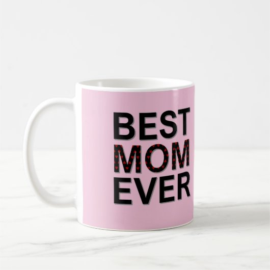 ピンク最高のの母が母の日を赤いハートで過ごす コーヒーマグカップ (左)
