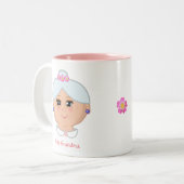 ピンク最高のの花で飾られたおばあちゃん ツートーンマグカップ (正面左)