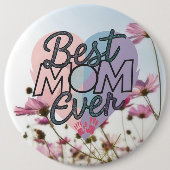 ピンク最高のの花母が母の日を幸せに 缶バッジ (正面)