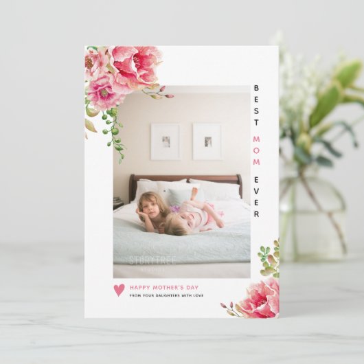 ピンク最高のの花母の日の写真 シーズンカード (スタンド正面)