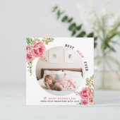 ピンク最高のの花母Ever Mother's Day写真ホリ シーズンカード (スタンド正面)