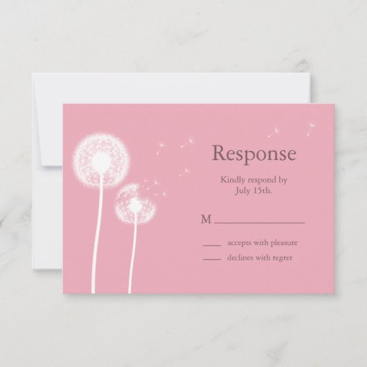 ピンク最高のの願い!RSVP 出欠カード (正面)