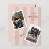 ピンク最高のフレンズフォトハッピーバースデー ポストカード (正面/裏面)