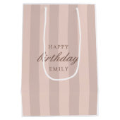 ピンク最高のフレンズフォト誕生日中抱き枕 ミディアムペーパーバッグ (裏面)