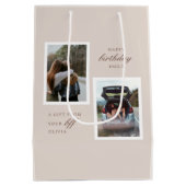 ピンク最高のフローラフレンズ誕生日 ミディアムペーパーバッグ (裏面)