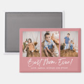 ピンク最高のママ史上三つのフォトマグネット マグネット (正面/裏面)