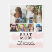 ピンク最高のママ水色6フォトコラージュ フリースブランケット (正面)