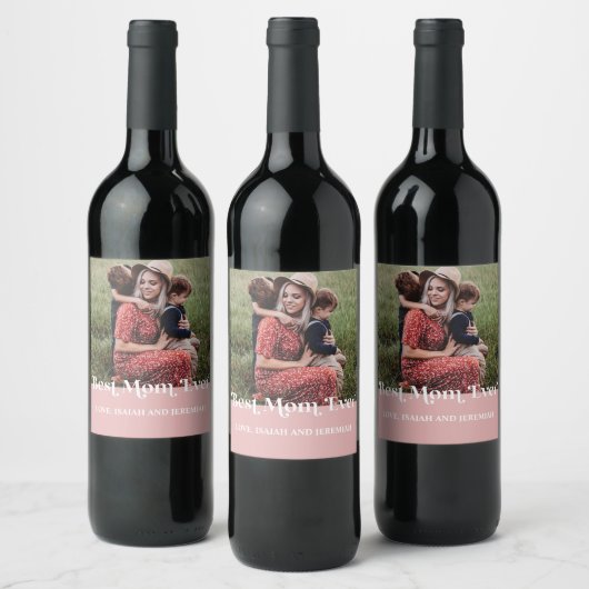 ピンク最高のレトロマムエバーカスタム写真 ワインラベル (ボトル)