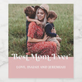 ピンク最高のレトロマムエバーカスタム写真 ワインラベル (シングルラベル)