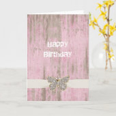 ピンク木 カード (黄色い花)