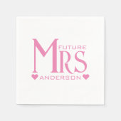 ピンク未来ミセス婚約パーティブライダルシャワー スタンダードカクテルナプキン (正面)