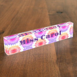 ピンク机用ネームプレート デスクネームプレート