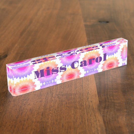 ピンク机用ネームプレート デスクネームプレート (側面)