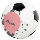 ピンク柄の牛のモノグラム名入りサッカーボール サッカーボール (3/4)