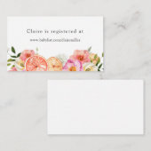 ピンク柑橘系花ベビーシャワーレジストリ エンクロージャーカード (正面/裏面)