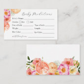 ピンク柑橘系花ベビー予測カード エンクロージャーカード (正面/裏面)