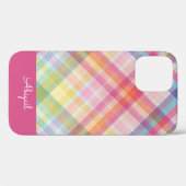 ピンク格子柄 Case-Mate iPhoneケース (裏面 (横))
