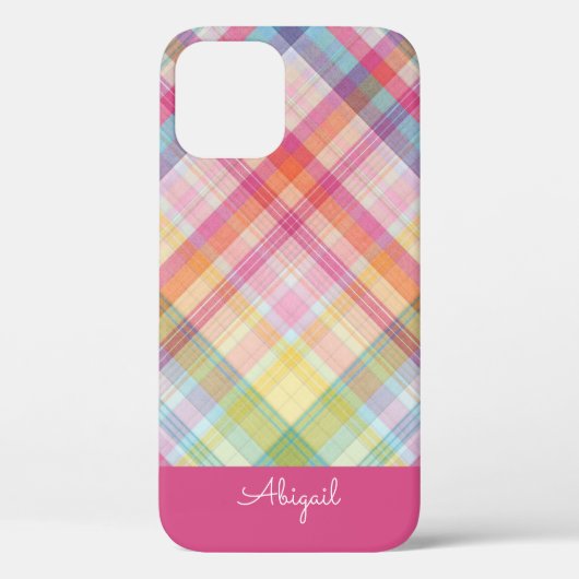 ピンク格子柄 Case-Mate iPhoneケース (裏面)