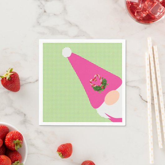 ピンク格言クリスマスグリーン市松模様におもしろいフェスティバル スタンダードカクテルナプキン (インサイチュ)