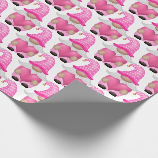 ピンク格言ハートウッドランドスカンジナビアかわいい ラッピングペーパー (角)