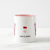 ピンク格言バレンタインカップル ツートーンマグカップ (中央)