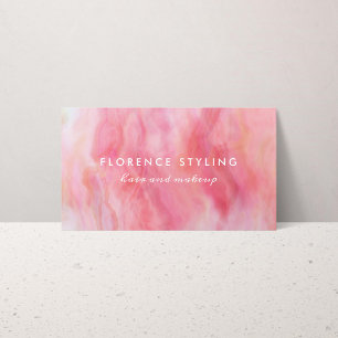 ピンク桃の水の色ヘアメイクアップスタイリスト 名刺