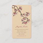 ピンク桃の花エレガントフローラ春の花 名刺 (正面)