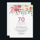ピンク桃の花70th誕生日パーティーへの招待 招待状<br><div class="desc">ピンクの桃の花70th誕生日パーティー招待穏やかな手の色彩の鮮やかフローラマッチングコレクションのニッチとネストストア。ピンクの桃の花牡丹バラ水彩クリップアートホワイトアジサイあなたの誕生日パーティーに最適</div>