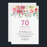 ピンク桃の花70th誕生日パーティーへの招待 招待状<br><div class="desc">ピンクの桃の花70th誕生日パーティー招待穏やかな手の色彩の鮮やかフローラマッチングコレクションのニッチとネストストア。ピンクの桃の花牡丹バラ水彩クリップアートホワイトアジサイあなたの誕生日パーティーに最適</div>