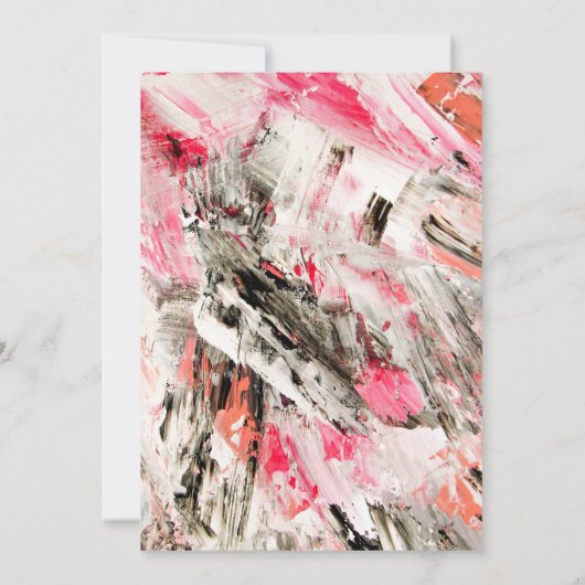 ピンク桃バラ金ゴールドブラシストロークアクリル甘16 招待状 (裏面)