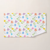 ピンク桃ブルーイエロープラム花柄 バスタオルセット (ハンドタオル)